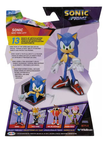 Boneco Sonic Prime Original Importado 11 Cm Sem Caixa